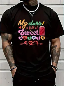 100% Cotton Teacher Valentine's Day My Class Is Full Of Sweethearts T-Shirt Men's Women's vintage Summer vacation tops Graphic Tee
