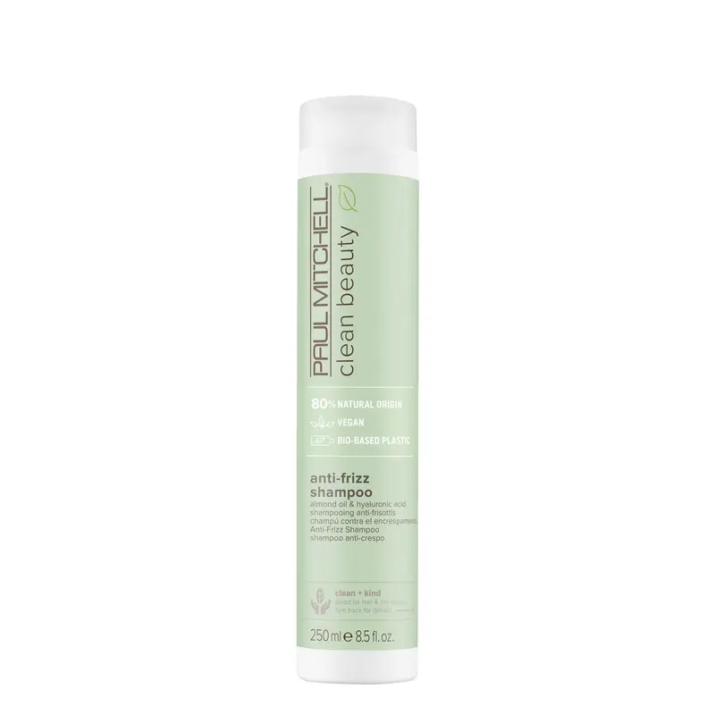 Paul Mitchell Clean Beauty Anti-Frizz Shampoo - 8.5 fl oz, Sulfate-Free, Plant-Based Formula with Almond Oil & Hyaluronic Acid Smooth Haircare Low Porosity Hair Products Cleanser Conditioner Cleansing