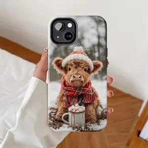 Christmas Farm Highland Cow, Winter Forest Festive Christmas Rugged 2-in-1 Case with a durable, shock-absorbing, stylish design. Compatible with iPhone 17 16 15 14 13 12 11 Pro Max Pro Plus Samsung Galaxy S25 S24 S23 Ultra