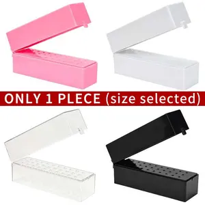 30-Hole Nail Drill Bit Organizer — Transparent Storage Box, Nail Tool Box, Cleaning Brush Holder, and Display Stand for Nail Art & Removal Bits, Beauty Supplies Organizer