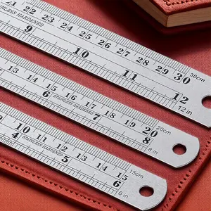 Non-Slip Anti-Corrosion Stainless Steel Ruler Double-Sided Scale for Architecture Model DIY Drawing Precision Durable Drafting Tool Engineering Metal Scale Multi-Function Rust-Proof Measuring Ruler Mechanical Design Essential with Anti-Slip Grooves