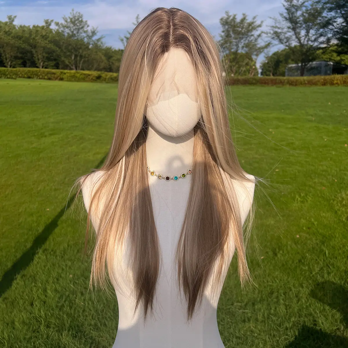 SMILCO 24-inch White & Brown Highlight  Lace Front Wigs  Straight hair  SM9237