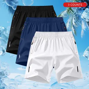 Men's Outdoor Athletic Quick Dry Shorts, Breathable Comfort Polyester Fabric with Zipper Pockets, Drawstring Elastic Waist & Silver Reflective Strips, Ideal for Summer Daily Casual, Hiking, Tennis, Running & Outdoor Sports