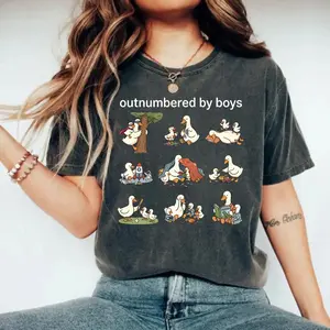 Comfort Colors Outnumbered By Boys Goose Shirt, Cute Boy Mom Tee, Funny Mama of Boys Graphic, Motherhood Unisex T-Shirt Gift