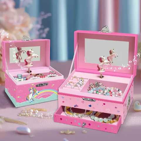 Music Jewelry Storage Box Unicorn Theme Gift Jewelry Box Containers with Lids, Perfect for Birthday Thanksgiving Wedding Valentine's Day Christmas New Year Celebrations Jewelry Boxes