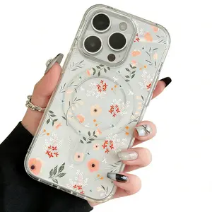 Luxury Magsafe Transparent Phone Case, Case For iPhone 17 Pro X XS MAX 11 12 13 14 15 16 Plus Series Case Magnetic Wireless Charge Cover, Decorative Phone Protective Cover