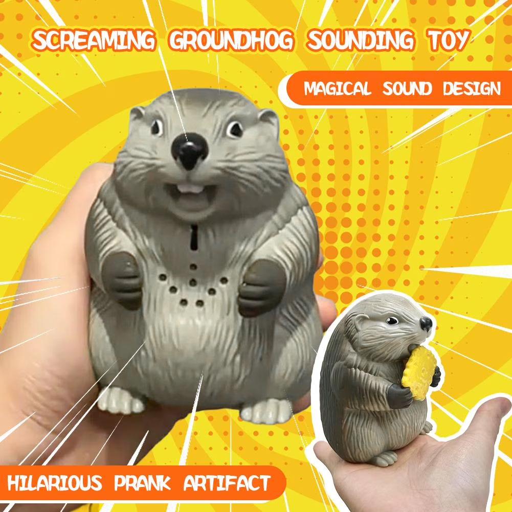 Screaming Groundhog Interactive Toy - Funny Sound Prank Gag Gift for Friends & Grads
