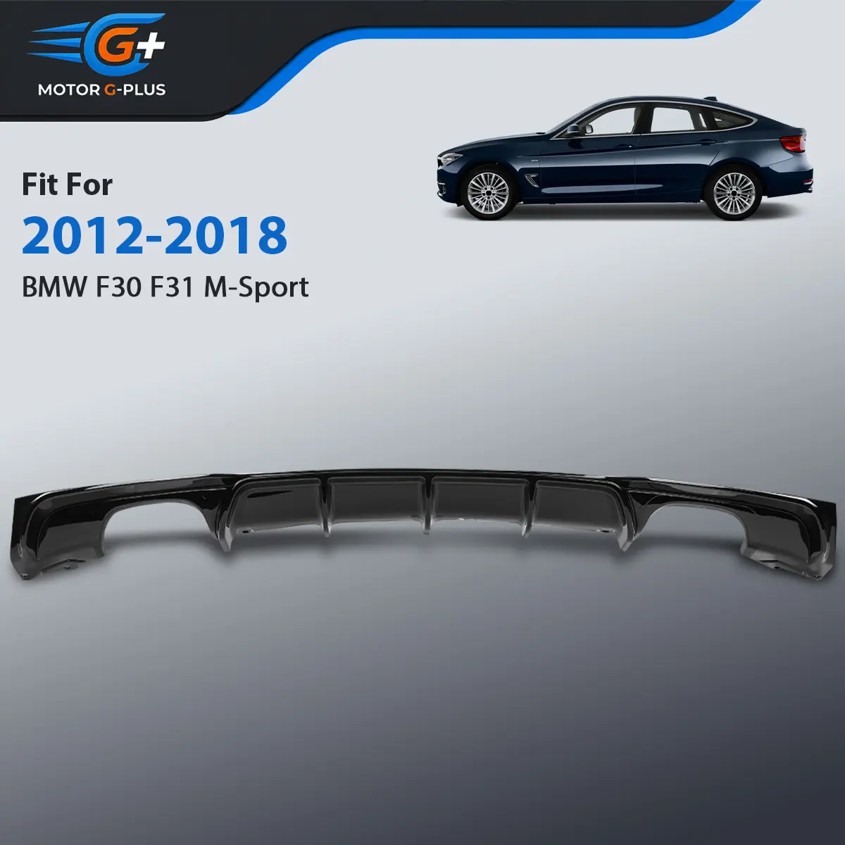 MOTOR GPLUS Rear Bumper Diffuser Racing-Style Lip - Quad Exhaust, Gloss Black, ABS-PU Durability, Aggressive Custom Look, Aerodynamics Performance Downforce - Fits BMW F30 F31 M-Sport 12-18 Auto Replacement Body Part,toolupgrade