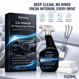 Car Interior Foam Cleaner No Rinse Fast Removes Tough Stains Restores Shine for Dashboard Leather Seat UV Protection Effortless Detailing Maintenance for All Vehicles 500ml