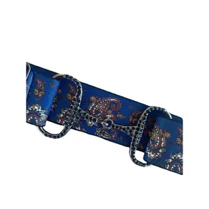 Equestrian Paisley 1.5" Snaffle Bit Riding Belt with Gun Metal Bit & Black Rhinestones Adjustable for 24"-40" Waist Unisex Equestrian Accessory