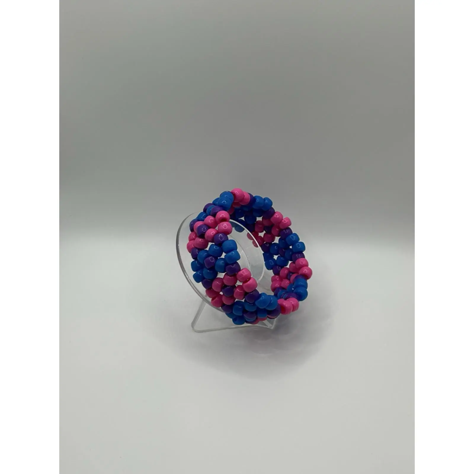 Purple Pink and Blue X-base Kandi Cuff - Adjustable Bracelet with Colorful Beads and Unique Design