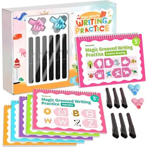 Magic Grooved Writing Practice Books Preschool Handwriting Tracing Workbook for Kids Ages 3-8 Boys & Girls