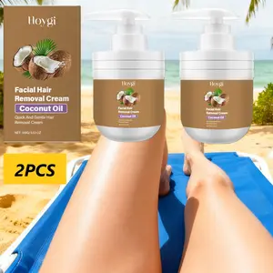 Two-Piece Set of Coconut Oil Facial Depilatory Cream (100g), Containing Glycerin, Shea Butter, Centella Asiatica, And Coconut Oil. Gentle Depilation, Naturally Extracted Natural Depilatory Cream, Mild and Non-irritating, Removal Creams