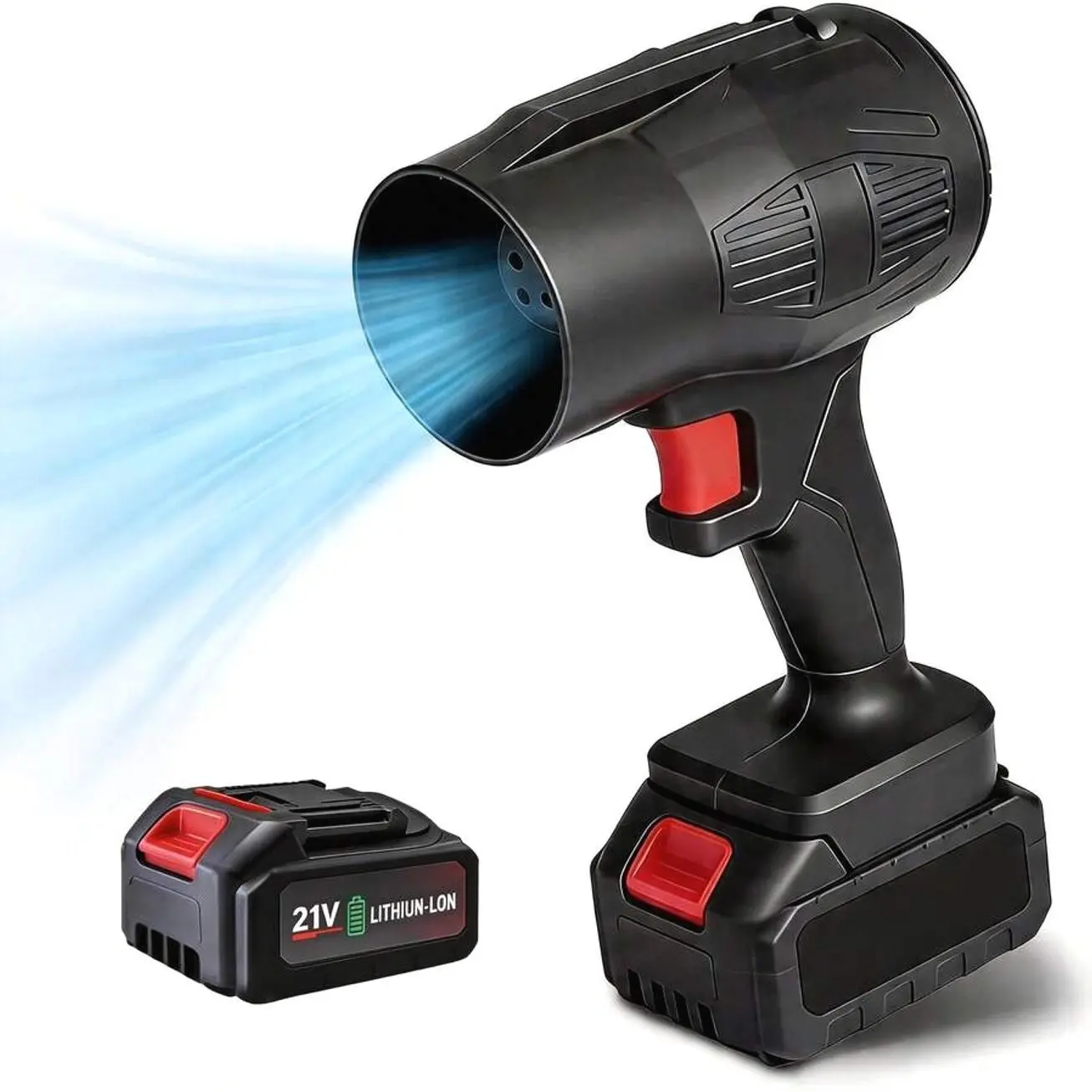 Electric Cordless Leaf Blower, Lightweight Handheld Dust Blower With Battery, High-Speed Motor Leaf Blowers For Lawn Care, Garage/Patio/Car Cleaning,Black-1 Battery Pack