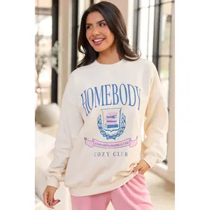 Homebody Club Cream Graphic Sweatshirt