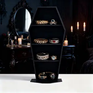 Gothic Casket Jewelry Organizer - Multi-Tiered Design for Ring, Necklace, Earring Storage - Halloween, Christmas - Dark Academia Gift, Versatile Box