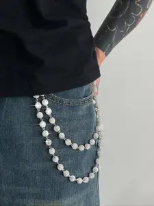 Fashion Multi-Layer Rhinestone Chain Waist Belt, Unique Body Chain Accessory, Ideal Pants Decoration, Casual Style, All Seasons