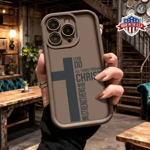 Minimalist Cross Quote Design Case for iPhone 17 Pro Max 16 15 14 Plus 13 12 11 XR XS Air Slim Lightweight Protective Anti Drop Durable TPU Phone Case