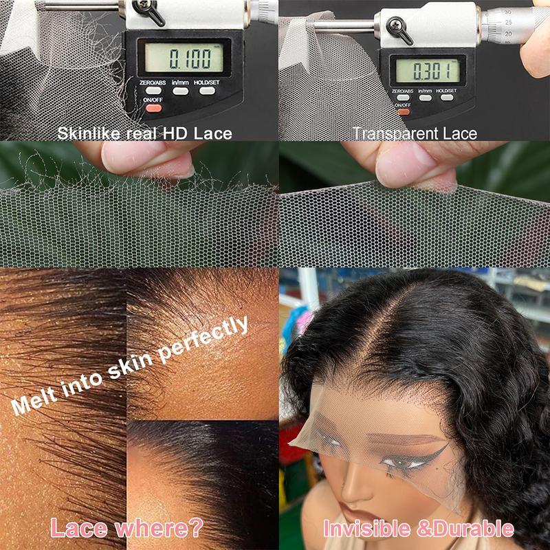 【Hot】Lemoda 13x6 SKINLIKE Real HD Lace Wigs 200% Density Straight 13x4 Full Lace Frontal Wigs 15A Brazilian Straight Virgin Human Hair Lace Front Wig Invisible 0.1mm Ultra-thin Frayed Ends Tiny Knots