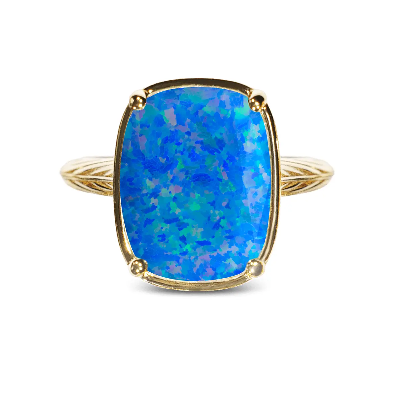 Sterling Silver Cobalt Blue Opal Elongated Cushion Ring