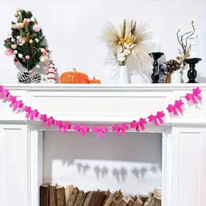 and Bow Banner Set, Hanging Ribbon Flower Garland, Valentine's Day Decor, Anniversary and Birthday Party Decoration