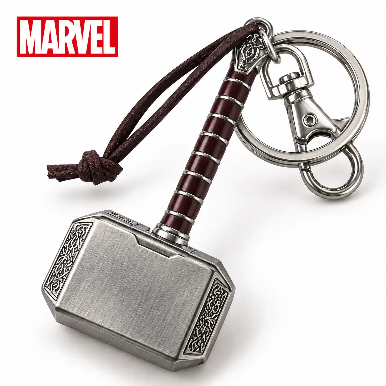 Marvel Officially Licensed Avengers 3D Metal Keychain (1 pc) - 3D Sculpture, Thor's Hammer, Captain America Shield, Avengers Logo, Zinc Alloy Clip, Backpack Decor, Movies Collectible Gift