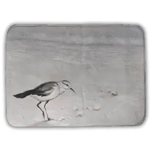 360 stand Absorbent Microfiber Cloth Bath Mat, 17x24 in, Quick-Dry Rectangle Foam, Semipalmated Sandpiper Print, White Nature-Theme Bathroom Decor, Ideal Home Supplies Gift
