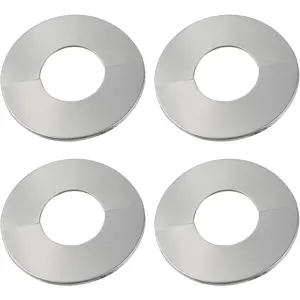 4Pcs Silver Round Stainless Steel Wall Split Flange Escutcheon Plate, 5.5 Inch Self-Adhesive Pipe Hole Cover for 2.5 Inch Pipe, Water Pipe Wall Hole Cover for Laundry Bathroom Kitchen
