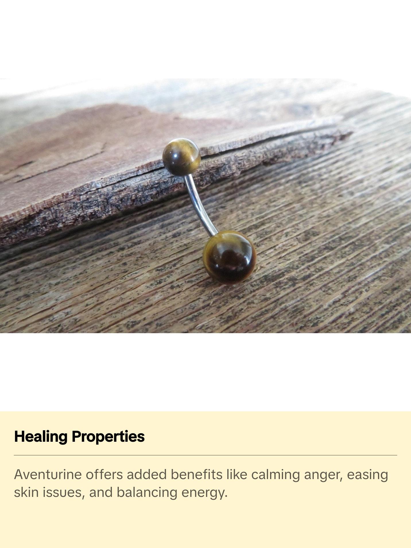 Titanium Ti6Al4V ELI Implant Grade Green Aventurine Natural Stone Belly Ring 14g (1.6mm) Piercing 8mm 10mm 12mm Titanium Ti6Al4V ELI Implant Grade Green Aventurine Natural Stone Belly Ring 14g (1.6mm) Piercing 8mm 10mm 12mm