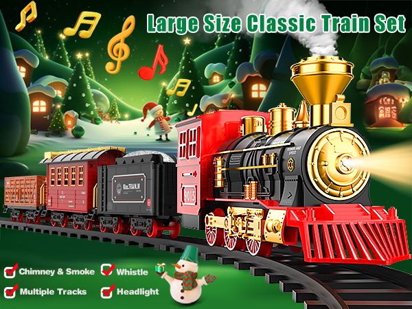 Rc Steam Locomotive Christmas Train, Remote Control Train Toys,Christmas Gift for Kids Boys Girls with Smokes, Lights and Sound Rc Steam Locomotive Christmas Train, Remote Control Train Toys,Christmas Gift for Kids Boys Girls with Smokes, Lights and Sound