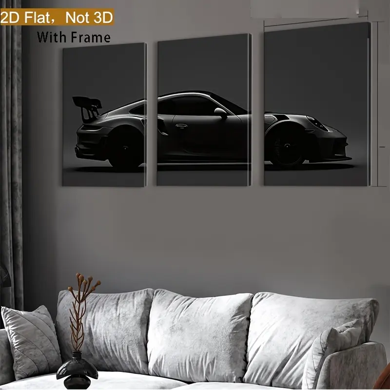 Fashion Car Pattern Canvas Painting with Frame, 3 Counts/set Modern Art Design Wall Art, Wall Decor for Home Interior Living Room Bedroom Office tiktokshopspringglowup Fashion Car Pattern Canvas Painting with Frame, 3 Counts/set Modern Art Design Wall Art, Wall Decor for Home Interior Living Room Bedroom Office tiktokshopspringglowup