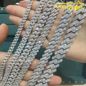 Iced Out Moissanite Cuban Link Chain 925 Sterling Silver 18k Gold Plated Pass Diamond Tester Vvs Moissanite Men Bracelets