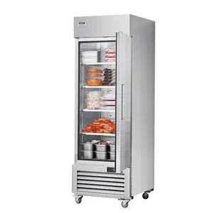 VEVOR Commercial Freezer 19.32 Cu.ft, Reach In 27" W Upright Freezer Single Door, Auto-Defrost Stainless Steel Reach-in Freezer with 4 Adjustable Shelves, -13 to 5 ° F Temp Control, LED Light, 4 Wheels