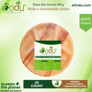 Areca 4CP Palm Leaf Plate – 12" | Biodegradable 4-Compartment Plate