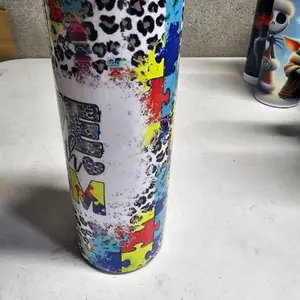 beautiful colorful Autism love tumblers! Drinkware Water Bottles