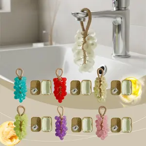 Grape Soap Cluster - Handmade Transparent Gemstone Grape Art Soap, Gentle Moisturizing Hand Soap Gift Set, DIY Crystal Clear Soap for Bathroom & Home Decor