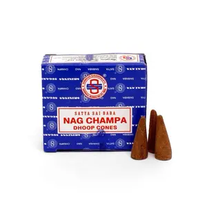 Satya Nag Champa Dhoop Incense Cones for Smoke Cleansing & Spiritual Practices - Purify Negative Energy with Authentic Satya Sai Baba Brand