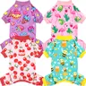 XPUDAC 4-Pack Cozy Fruit & Bee Print Pet Onesie - Soft Fabric, Elastic Ribbing, Spring-Summer Outfits for Small/Medium/Large Dogs & Cats, Ideal for Sleeping Animals Festive Christmas Halloween Gift