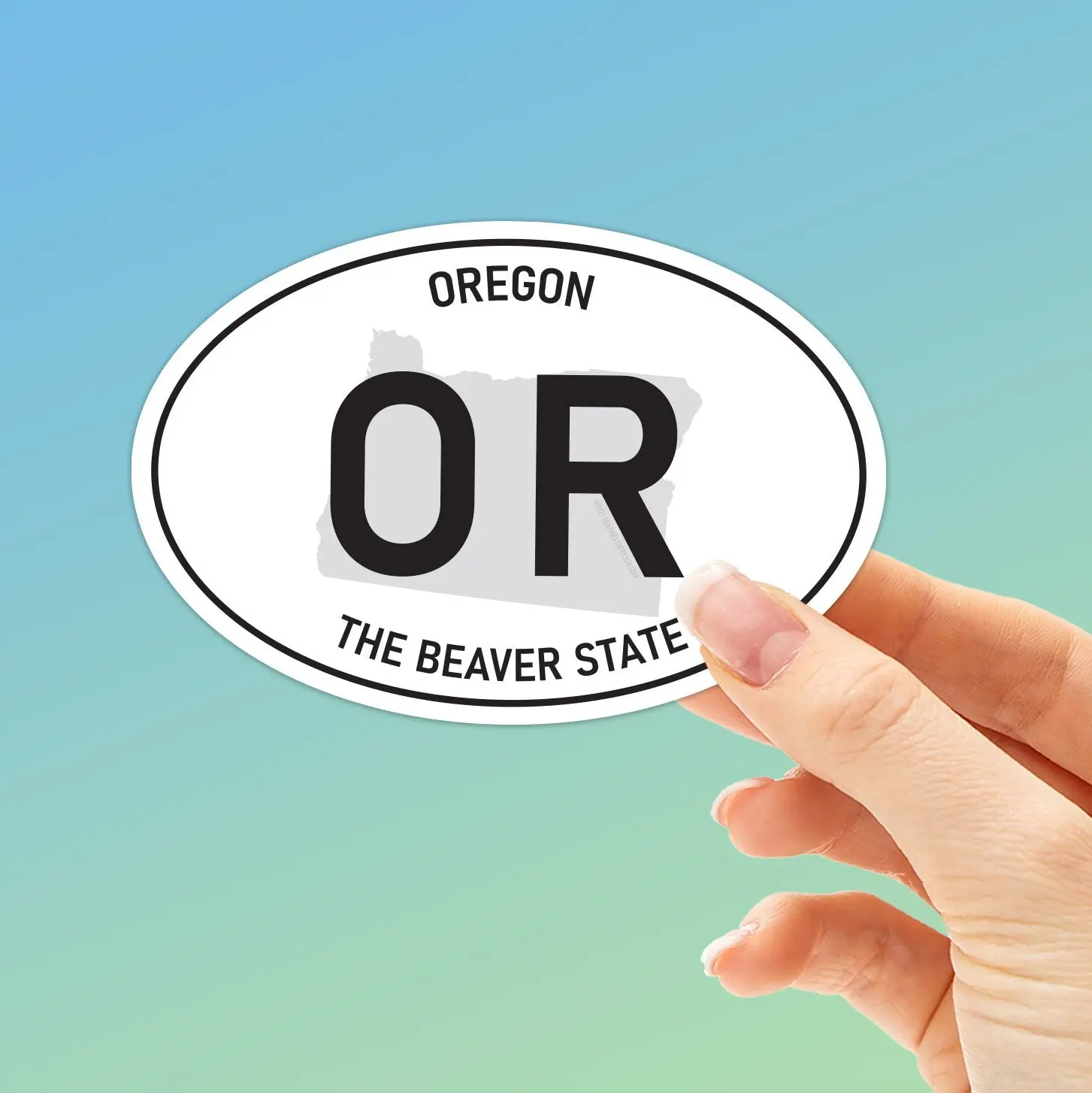Oregon White Oval Bumper Sticker