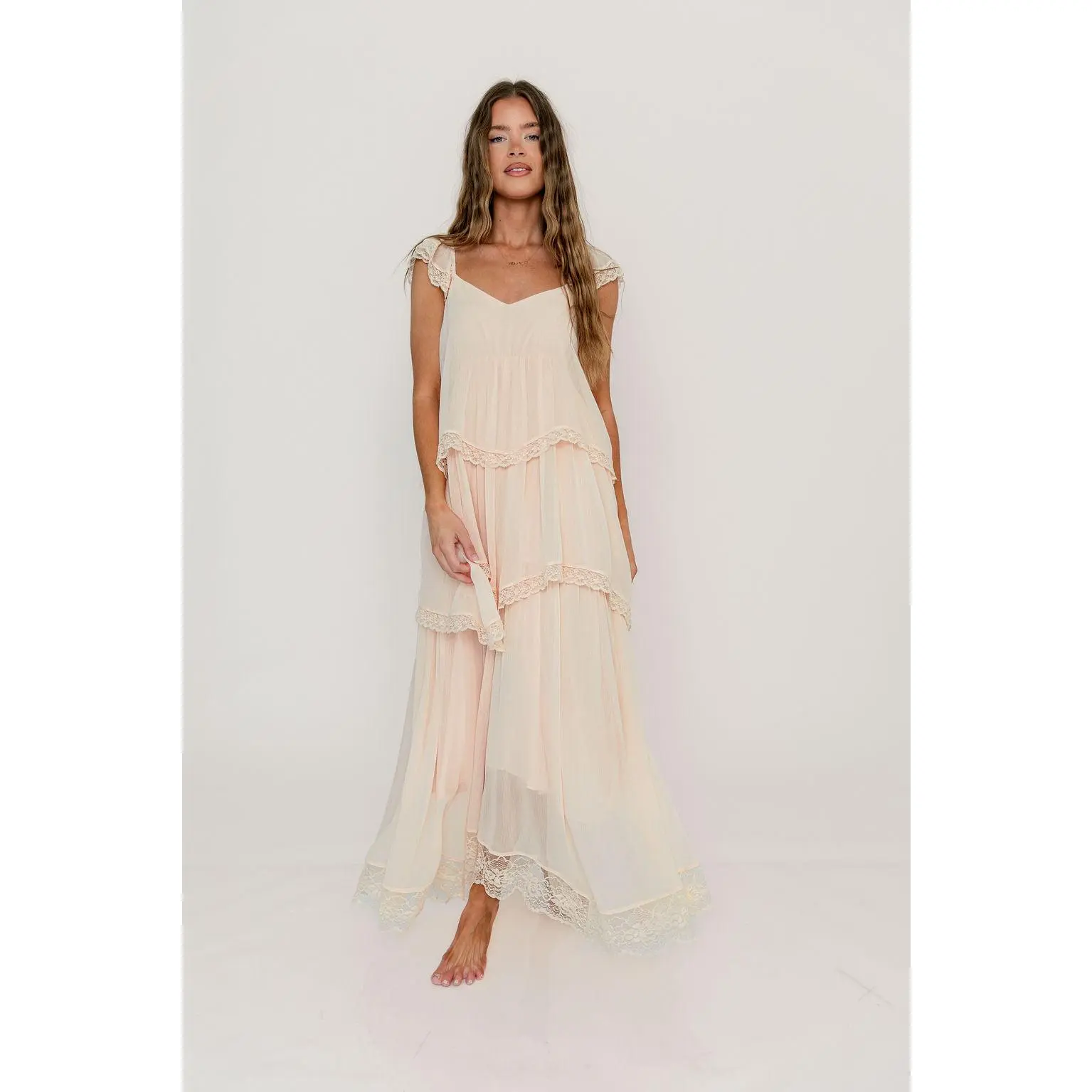 Nicola Maxi Dress in Pale Pink