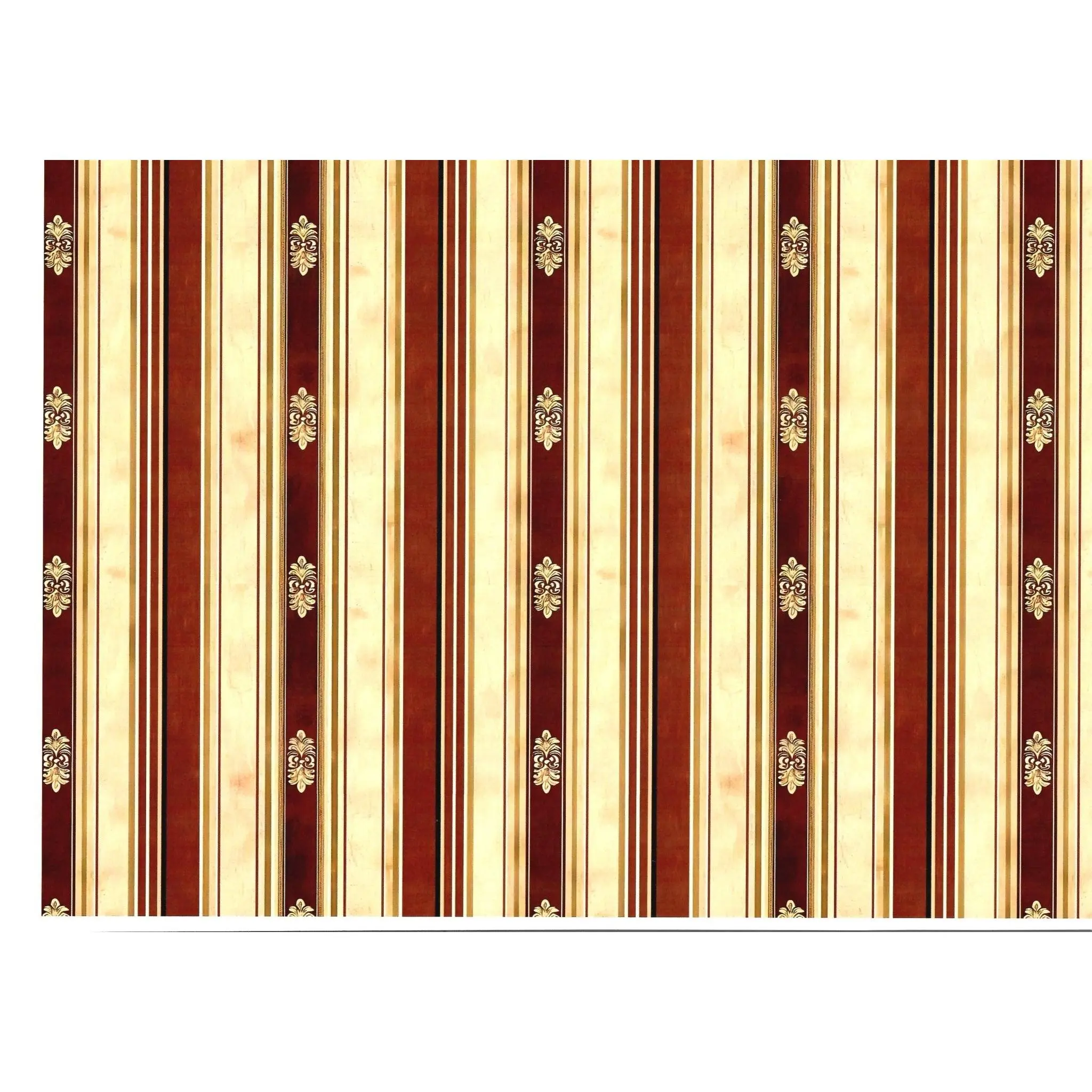Dollhouse Wallpaper Stripes Large Print Maroon Beige 1:12 Scale Miniature