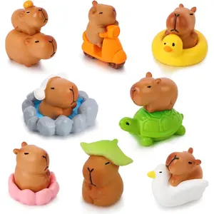 Mini Capybara Figurines 13 Pieces Tiny Capybara for Car Dashboard Dollhouse Miniatures Mini Resin Animals for Fairy Garden Home Decor Capybara Birthday Decorations