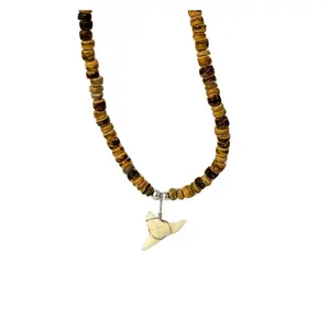 Shark Tooth Necklace with Natural Beads