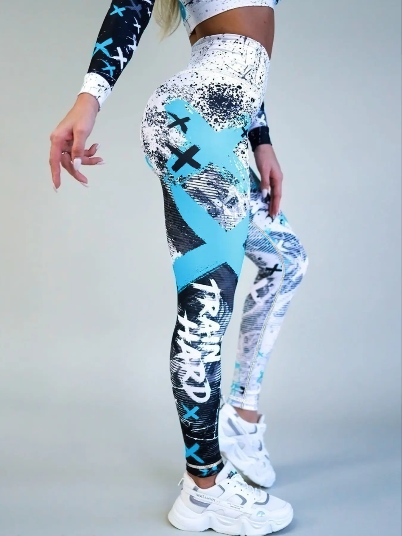 Women's All Over Print High Waist Leggings, High Waist Activewear, Casual Comfy Breathable Skinny Pants for Yoga Gym Workout, Ladies Bottoms for All Seasons, Athleisure Fitness Leggings, Tight Leggings