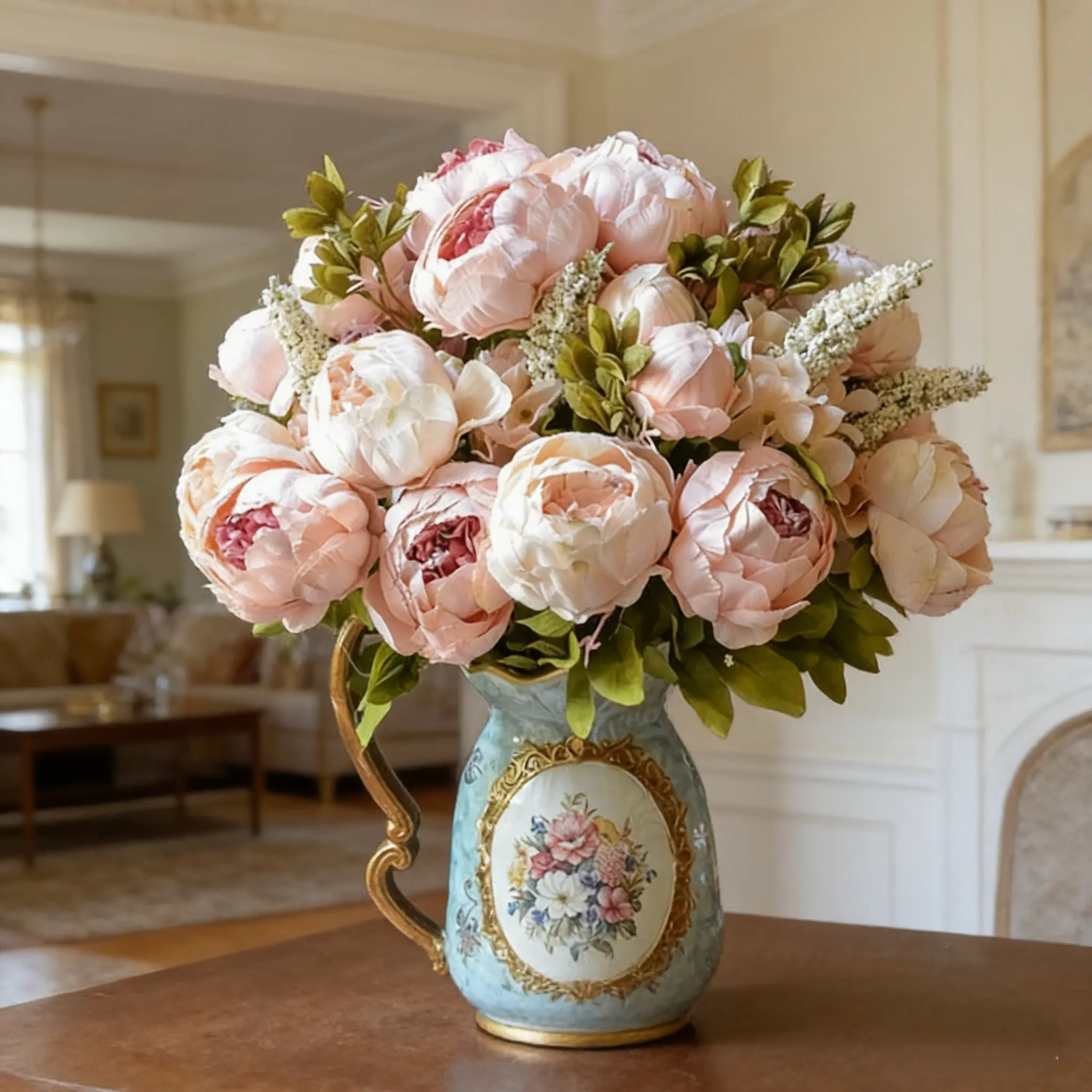 BEGINS 3pcs Romantic Vintage Artificial Peonies Silk Peony Flowers for Wedding Bridal Home Decor,Mother's Day