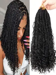 14-Inch Bohemian Goddess Box Braid Crochet Hair Extension, Ombre Synthetic Curl Tip, Suitable for Women and Girls, 1 Pack (13 Strands)