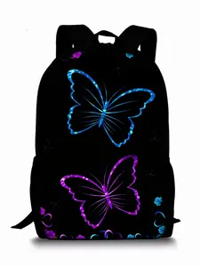 Blue-Purple Butterfly Pattern Print Single-Layer Backpack