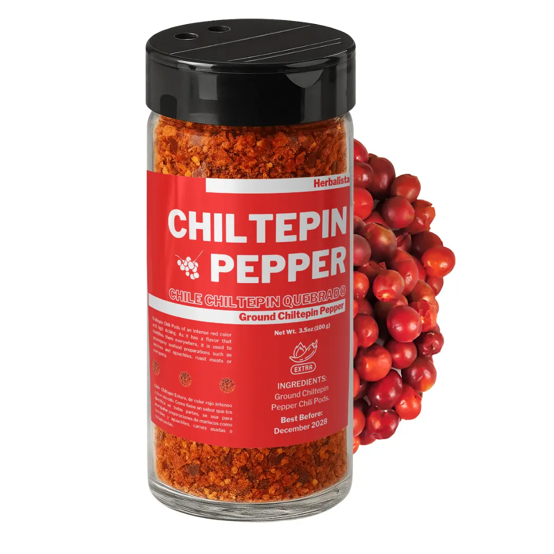 Chile Chiltepin De Sonora Desquebrajado- Frasco 3.5oz (100g) Dried Ground Chiltepin Peppers (Chile Tepin) – Freso, Picoso, & Silvestre - Para los Aguachiles, Mariscos, Caldos, Sopas!