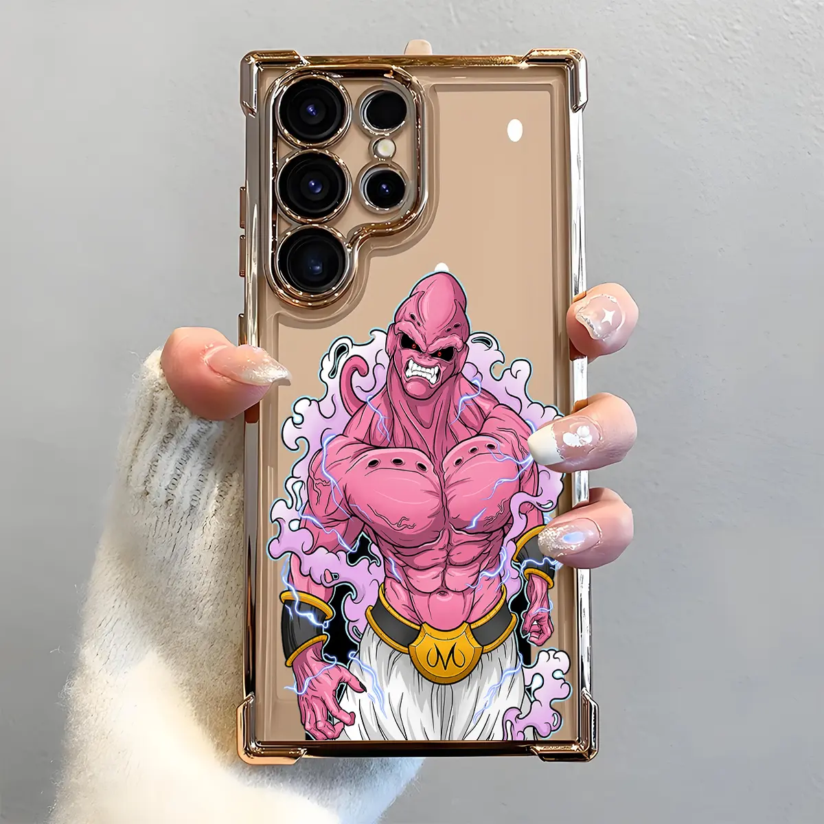 Cartoon Anime Dragon Ball'S Majin Buu Phone Case, Electroplated Cover with Airbag Shockproof Slim Soft TPU Cover for Samsung S25 S24 S23 S22 Ultra S25Edge S24FE Plus S25+