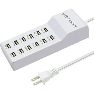 USB  Station with 12 Port Power Strip   hub for Multiple Devices Compatible with Cell Phones Tablets Laptops (12 USB Ports)